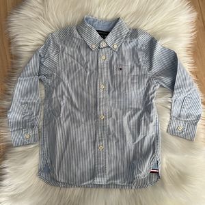 Tommy Hilfiger Blue White Dress Shirt Buttons Down Toddlers Boys XXS 2T 3T